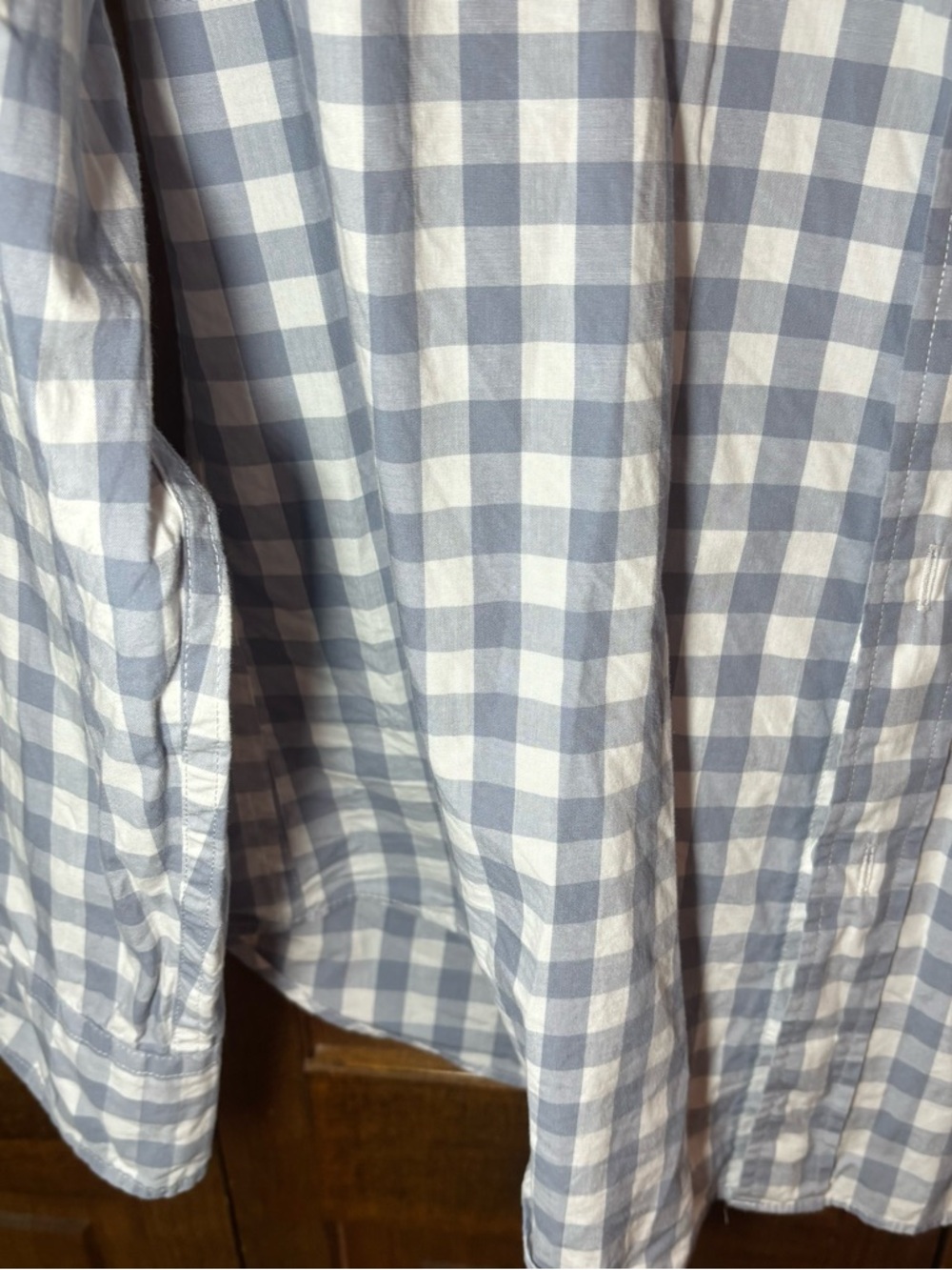 J. Crew Men's Light Blue and White Gingham Button-Down Shirt - Picture 5 of 8